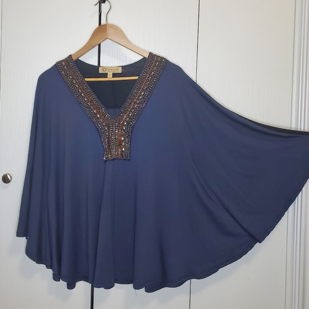 Democracy L winged beaded blouse fabulous